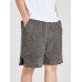 Mens Textured Side Split Solid Color Drawstring Shorts