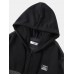 Men Splicing Texture Label Zip Pockets Hooded Drawstring Jackets